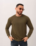 Sweats à Col Rond Uni Vert Militaire