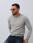 Sweats à Col Rond Uni Gris Claire