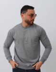 Sweats à Col Rond Uni Gris Foncé