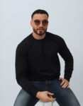 Sweats à Col Rond Uni Noir