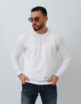 Sweats à Col Rond Uni Blanc