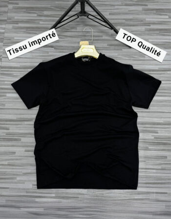 T-shirt Top Qualité Col Rond Noir - Tissu Importé