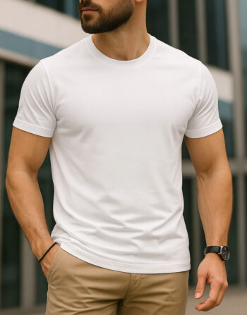 T-shirt Top Qualité Col Rond Blanc - Tissu Importé