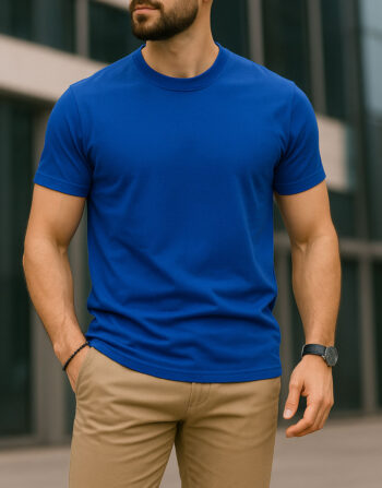 T-shirt Top Qualité Col Rond Bleu Roi- Tissu Importé