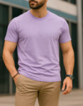 T-shirt Top Qualité Col Rond Lavande Clair - Tissu Importé