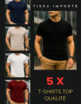 Lot de 5 X T-shirts Coton Col Rond - Top Qualité REF0164