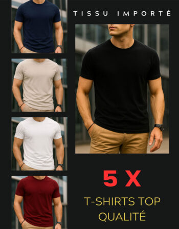 Lot de 5 X T-shirts Coton Col Rond - Top Qualité REF0164