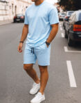 Ensemble T-shirt + Short Bleu Ciel