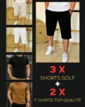 Lot de 3 X Shorts Golf + 2 T-shirts Top Qualité - REF0171