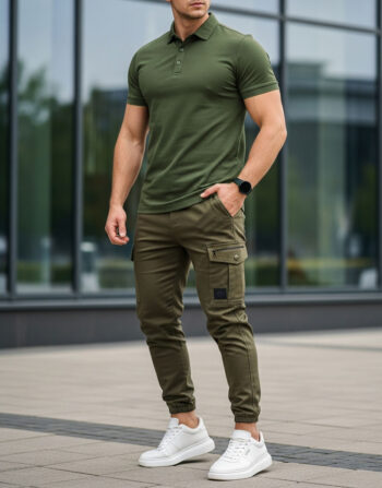 Ensemble Polo & Pantalon Cargo Maco - Vert Militaire