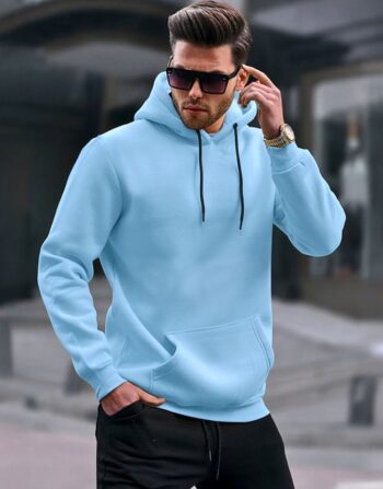 Sweat à Capuche Basique - Bleu Ciel