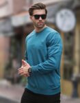 Sweat Essentiel Col Rond Molleton Gratté - Bleu Pétrole