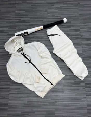 Ensemble Premium Blanc | Sweat Zippé & Jogging Slim Fit