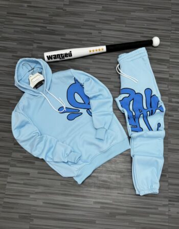 Ensemble Imprimé Graffiti Bleu Ciel | Capuche + Jogging