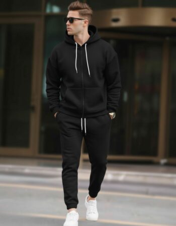 Ensemble Premium Noir | Sweat Zippé & Jogging Slim Fit