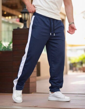 Jogging Baggy avec Bandes - Bleu Marine