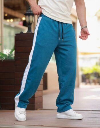 Jogging Baggy avec Bandes - Bleu Pétrole