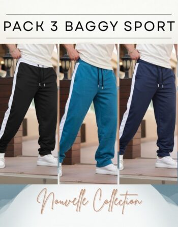 Pack 3 Pantalons Baggy Sport à Bandes - REF0287