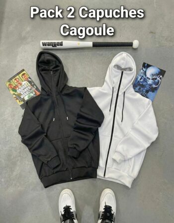 Pack 2 Capuches Cagoule - Noir & Blanc