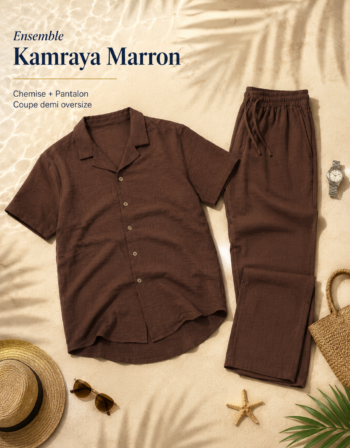 Ensemble Kamraya Marron (Chemise + Pantalon) - REF0338