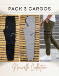 Lot de 3 Pantalons Cargo Urbains (Noir, Vert Militaire, Gris Claire) REF0331