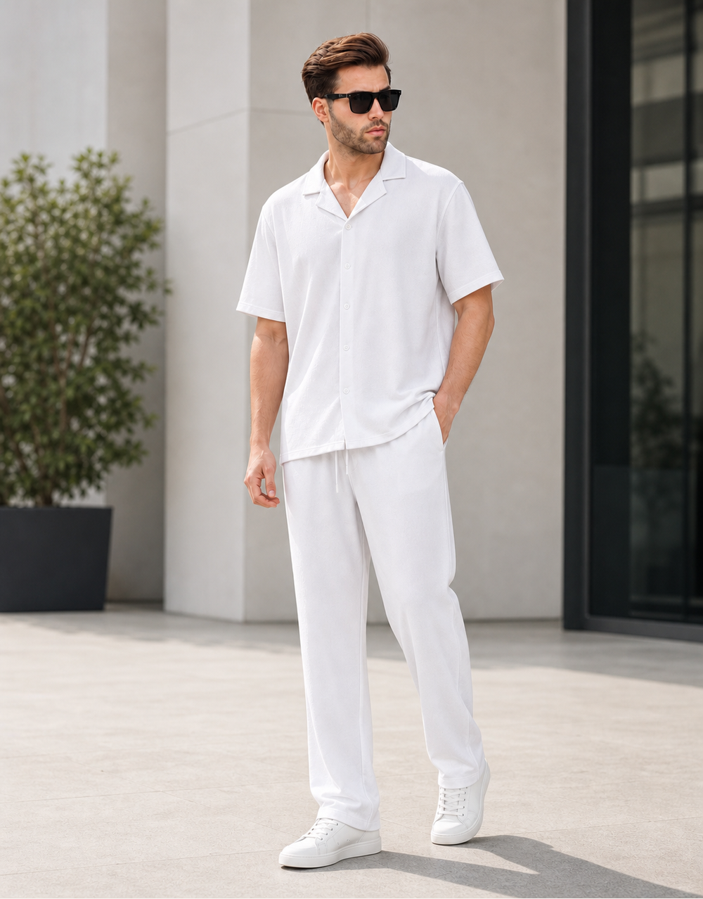 Ensemble Kamraya Blanc (Chemise + Pantalon) - REF0346 Ensemble Kamraya Blanc (Chemise + Pantalon) - REF0346