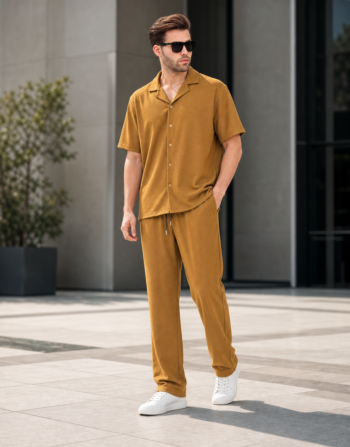 Ensemble Kamraya Camel (Chemise + Pantalon) REF0347